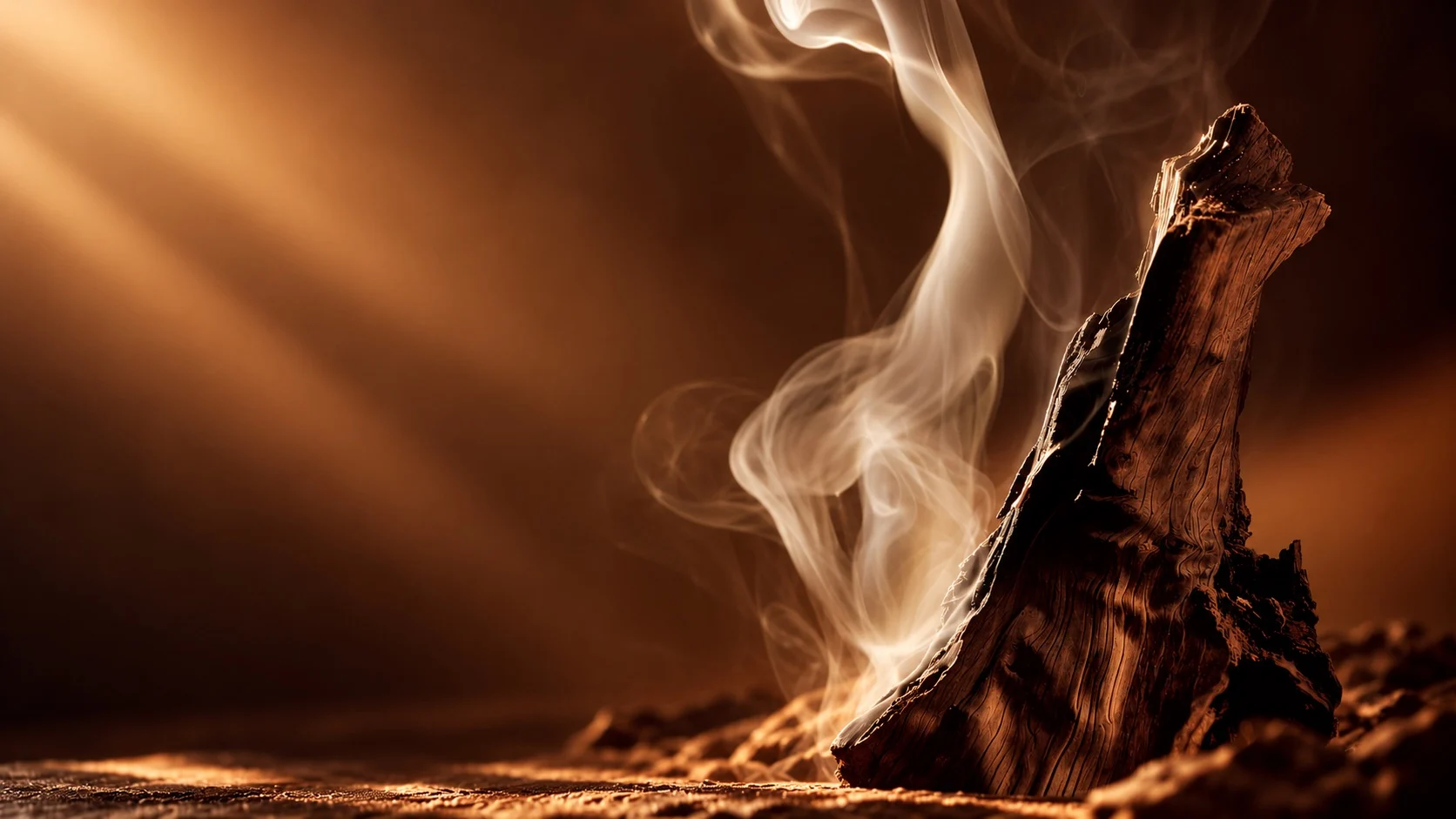 Smoke over charred wood